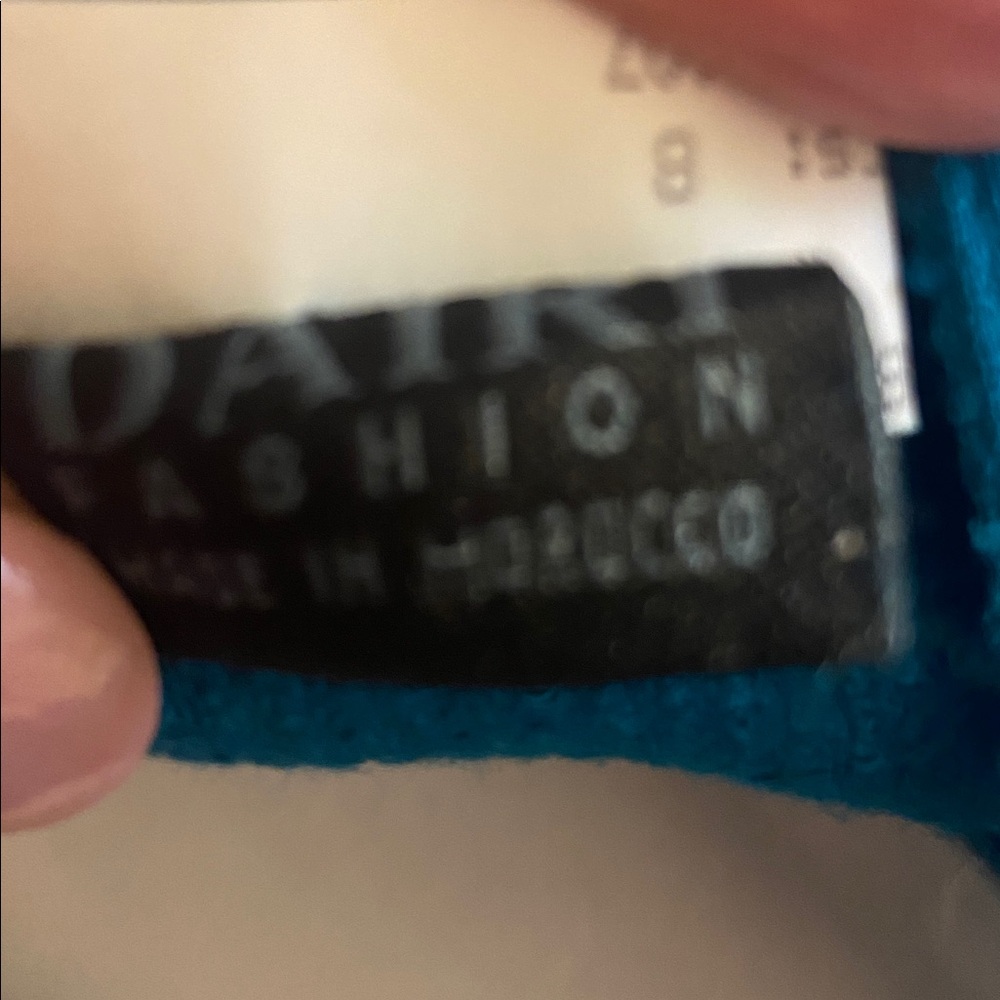 Unique Teal Button-Up Light Sweater from Moracco with Patterned Sleeves - Picture 5 of 6